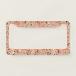 Boho Celestial Floral Moon Pattern (4) License Plate Frame