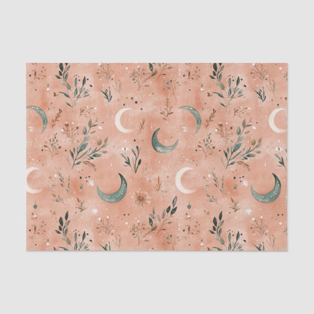 Boho Celestial Floral Moon Pattern (4) Tissue Paper (Front)