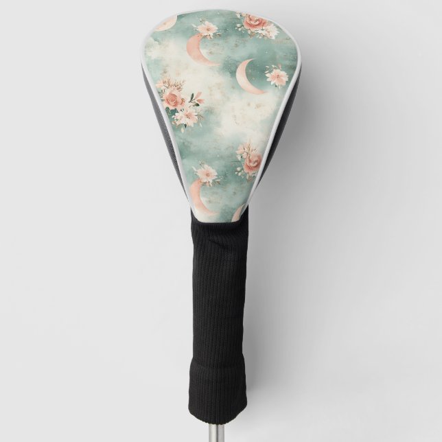 Boho Celestial Floral Moon Pattern (7) Golf Head Cover (Front)