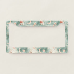 Boho Celestial Floral Moon Pattern (7) License Plate Frame
