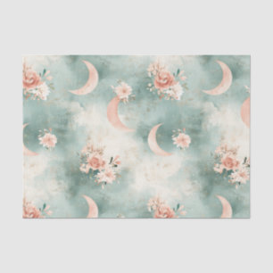 Boho Celestial Floral Moon Pattern (7) Tissue Paper