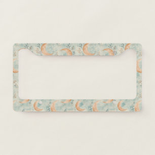 Boho Celestial Floral Moon Pattern (8) License Plate Frame