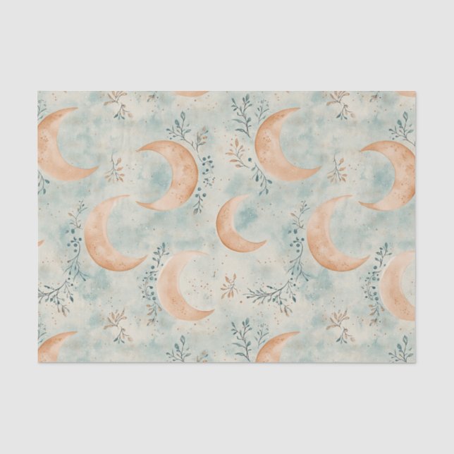 Boho Celestial Floral Moon Pattern (8) Tissue Paper (Front)