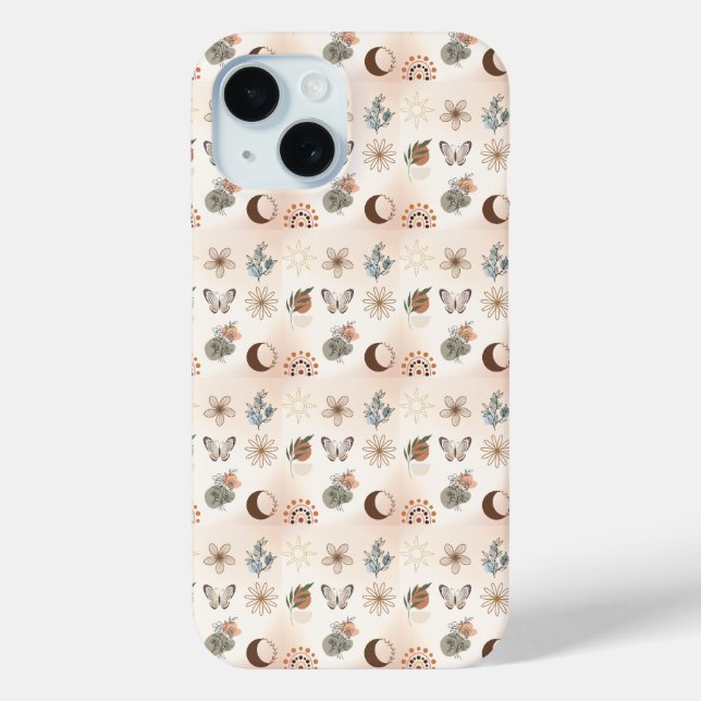 Boho Celestial Floral Pattern Case-Mate iPhone Case (Back)