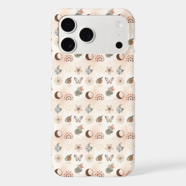 Boho Celestial Floral Pattern iPhone Case (Back)