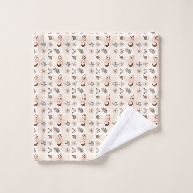 Boho Celestial Floral Pattern Wash Cloth (Wash Cloth)