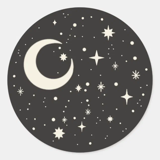Boho Celestial moon and stars sticker | Zazzle