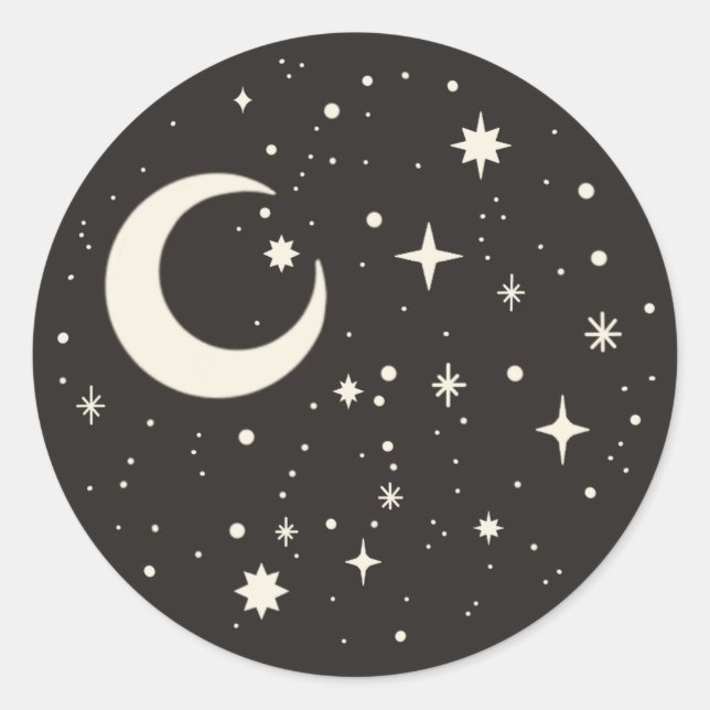 Boho Celestial moon and stars sticker (Front)