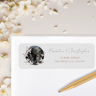 Boho Celestial Moon Floral Wedding Return Address Label