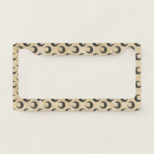 Boho Celestial Moon Gold Pattern License Plate Frame
