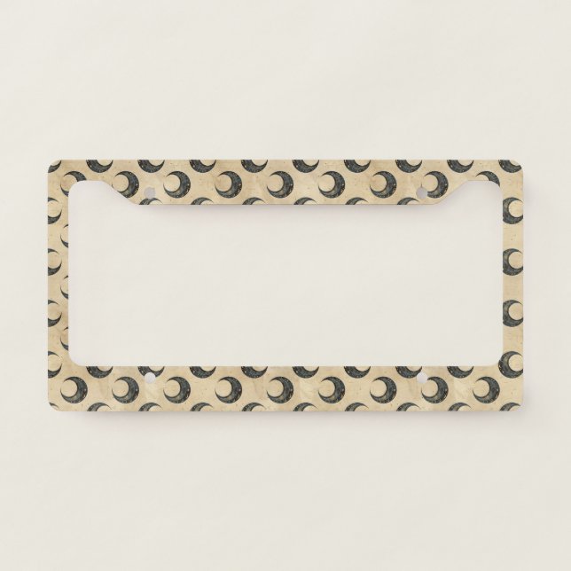 Boho Celestial Moon Gold Pattern License Plate Frame (Front)