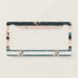 Boho Celestial Moon Stripe in Earth Tones License Plate Frame