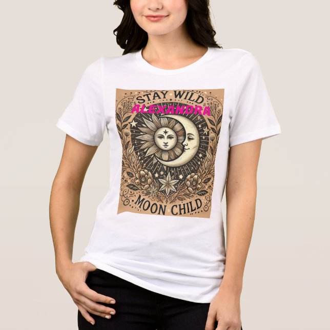 Boho Celestial "Shine Moon Child" T-Shirt – Mystic Tri-Blend Shirt (Front)