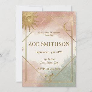 Boho Celestial Shower Invitation Sage Terracotta