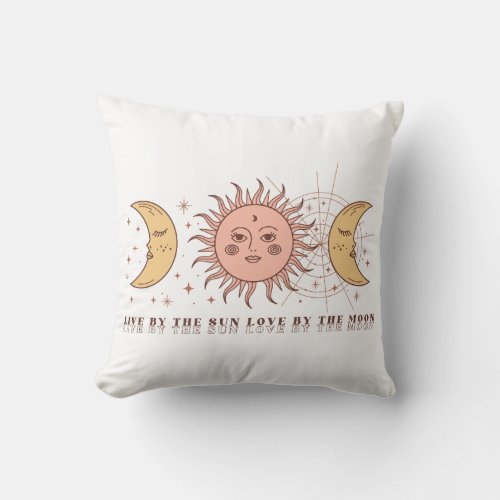 Boho Celestial Sun And Moon Throw Pillow