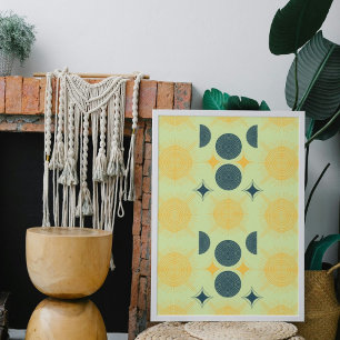 Boho Celestial Sun Moon Mint  Poster
