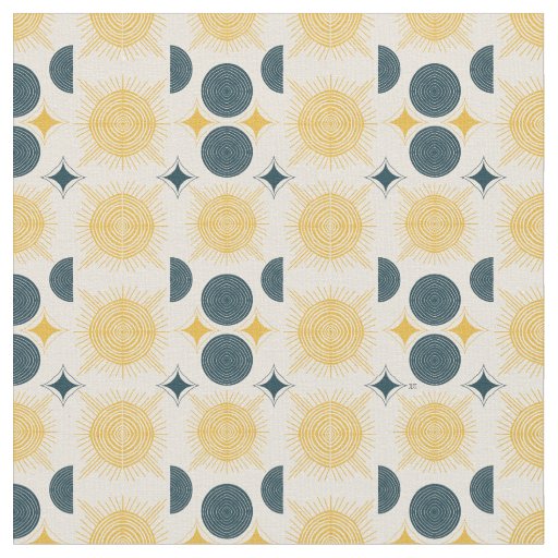 Boho Celestial Sun Moon Pattern Fabric