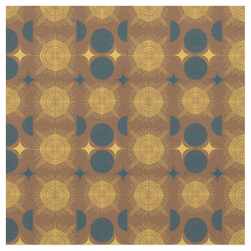 Boho Celestial Sun Moon Rustic Pattern Fabric
