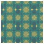 Boho Celestial Sun Moon Teal Pattern Fabric
