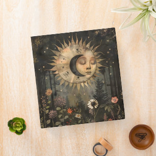 Boho Celestial Sun Moon Wildflower Garden 3 Ring Binder