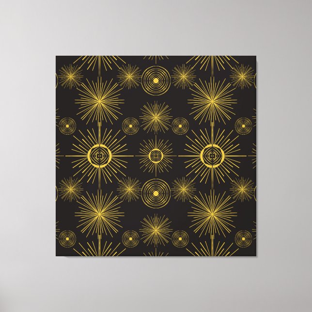Boho Celestial Sun Stars Black Pattern  Canvas Print (Front)