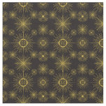 Boho Celestial Sun Stars Black Pattern Fabric