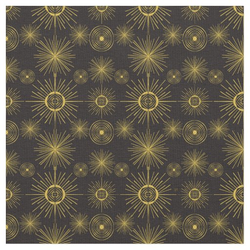 Boho Celestial Sun Stars Black Pattern Fabric
