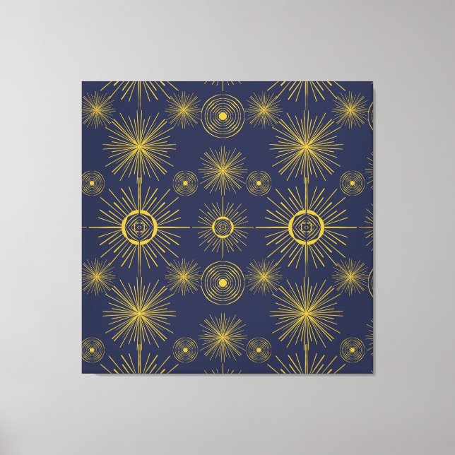 Boho Celestial Sun Stars Blue Pattern  Canvas Print (Front)