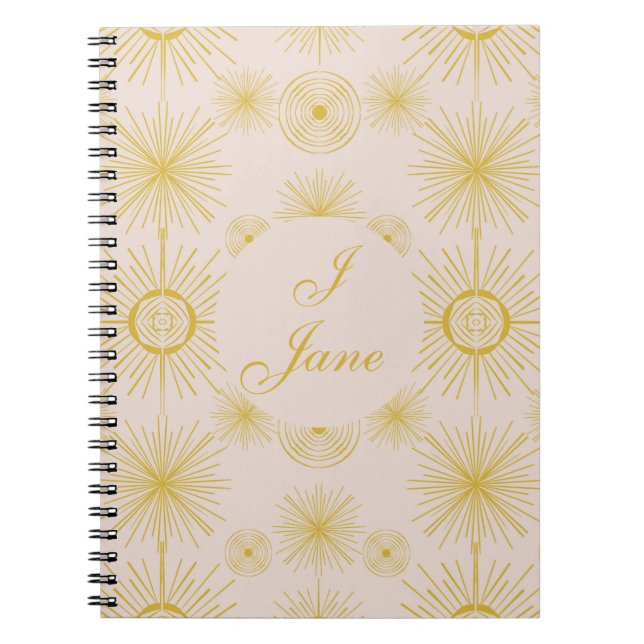 Boho Celestial Sun Stars Blush Pink Notebook (Front)