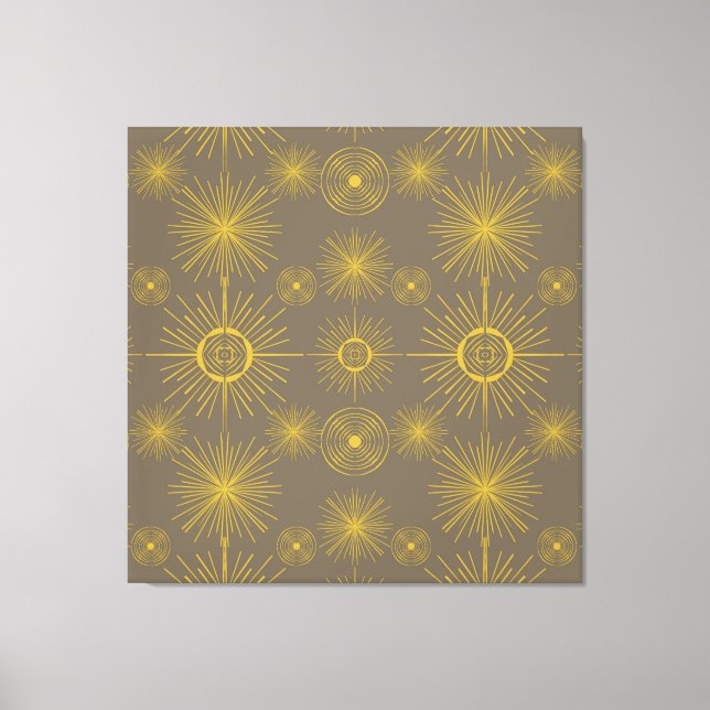 Boho Celestial Sun Stars Gray Pattern  Canvas Print (Front)