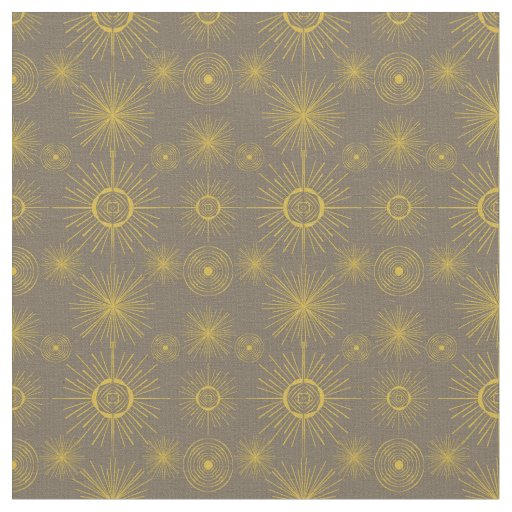Boho Celestial Sun Stars Gray Pattern Fabric