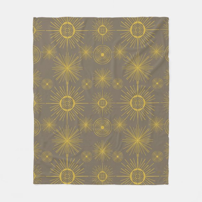 Boho Celestial Sun Stars Gray Pattern   Fleece Blanket (Front)