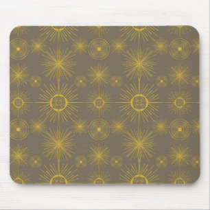 Boho Celestial Sun Stars Gray Pattern  Mouse Pad