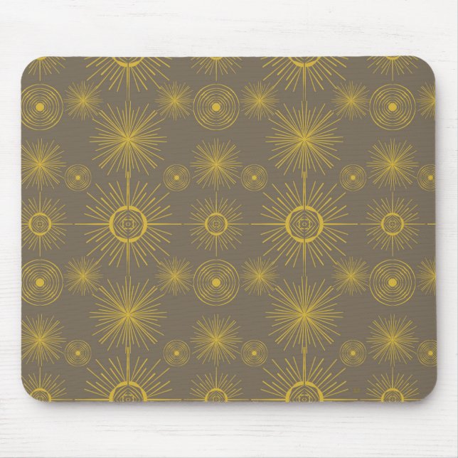 Boho Celestial Sun Stars Gray Pattern  Mouse Pad (Front)