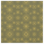 Boho Celestial Sun Stars Green Pattern Fabric