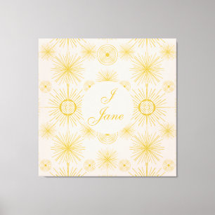 Boho Celestial Sun Stars Personalized Ivory Canvas Print