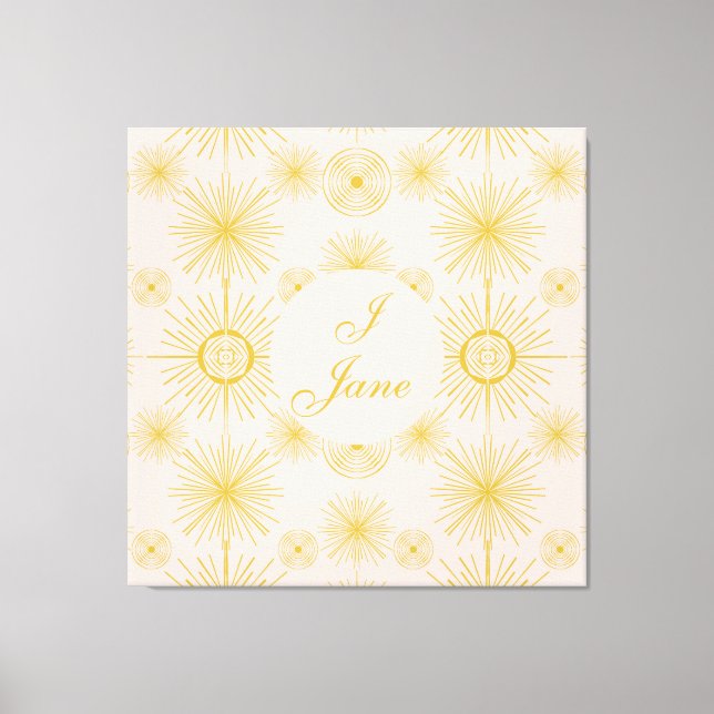 Boho Celestial Sun Stars Personalized Ivory   Canvas Print (Front)