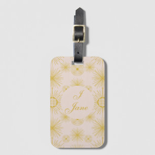 Boho Celestial Sun Stars Personalized Ivory Luggage Tag