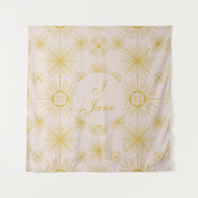 Boho Celestial Sun Stars Personalized Ivory Tapestry (Front)