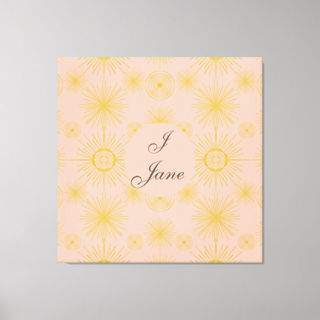 Boho Celestial Sun Stars Personalized Pink  Canvas Print (Front)