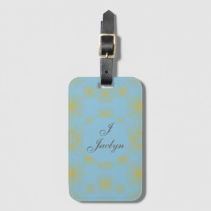 Boho Celestial Sun Stars Personalized Sky Blue Luggage Tag