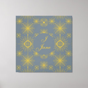 Boho Celestial Sun Stars Personalized Vintage Canvas Print