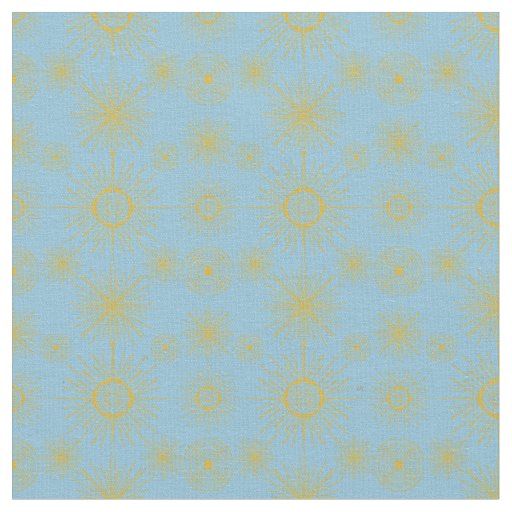 Boho Celestial Sun Stars Sky Blue  Fabric