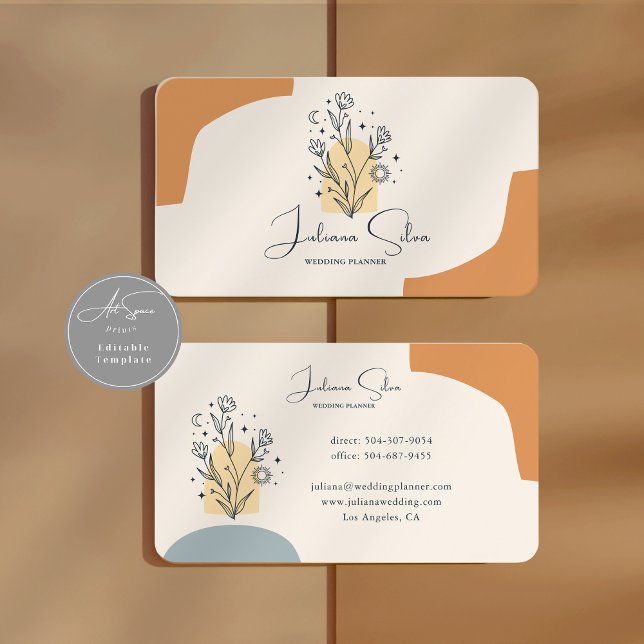 Boho Celestial Terracotta Minimalist Business Card (Creator Uploaded)