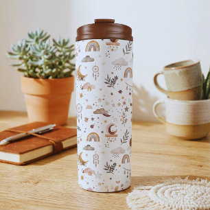 Boho Celestial Tumbler   Neutral Moon and Stars