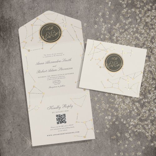 Boho Celestial Wedding All In One Invitation