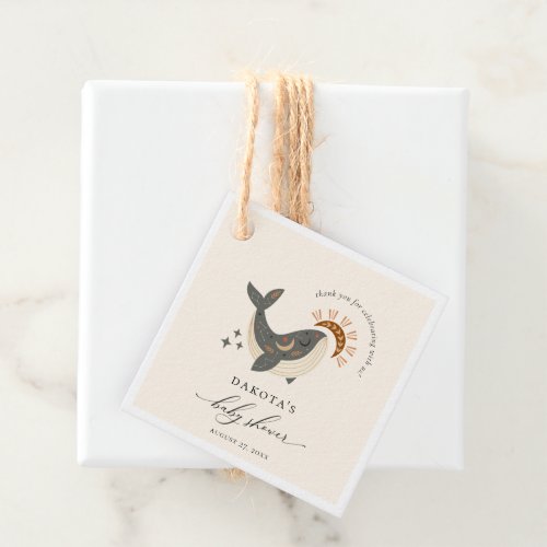 Boho Celestial Whale Baby Shower Favor Tags