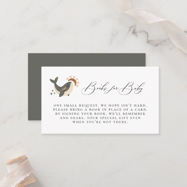 Boho Celestial Whale Book Request Enclosure Card (Front/Back In Situ)