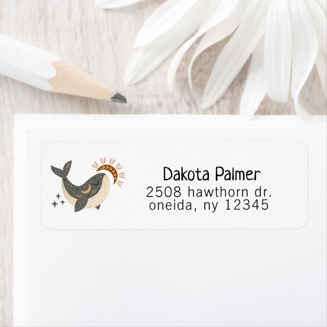 Boho Celestial Whale Return Address Label (Insitu)