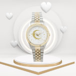 Boho celestial woman moon stars elegant astronomy watch<br><div class="desc">Boho style watch featuring a gold design of a celestial woman sitting on a moon surrounded by stars. An elegant birthday or anniversary present for anyone into astronomy or boho inspired items. Contact me for further customization prior to placing your order. Thanks for visiting our store. Copyright Soar in Style...</div>